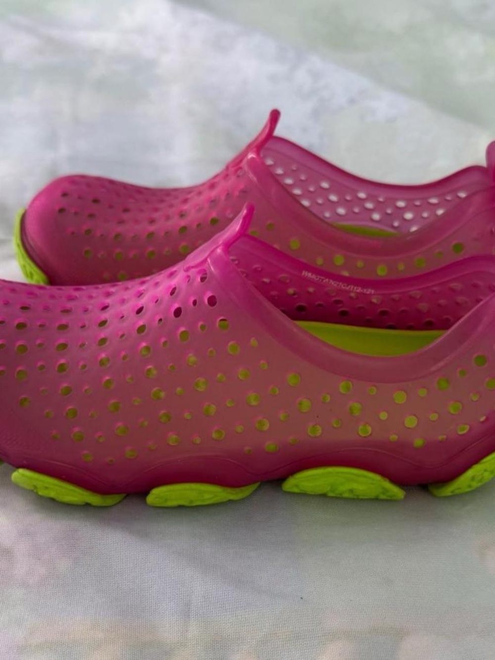 Pink Slip-On Water Shoes with Lime Accents